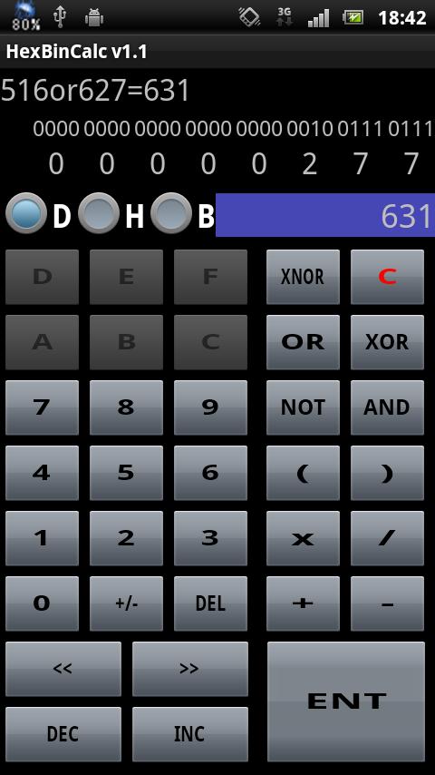 HexBinCalc 16進、2進数同時表示電卓