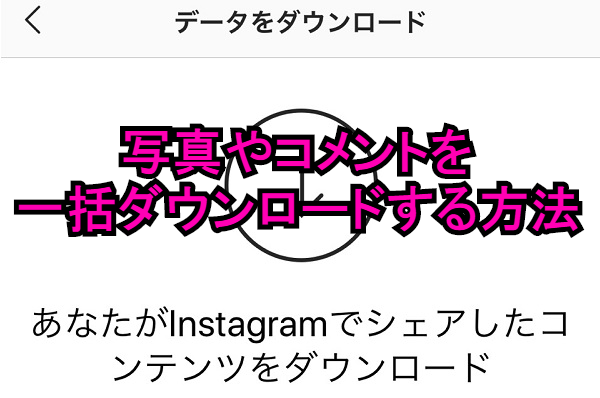 インスタに投稿した写真や動画、コメントを一括でダウンロードする方法【instagram】
